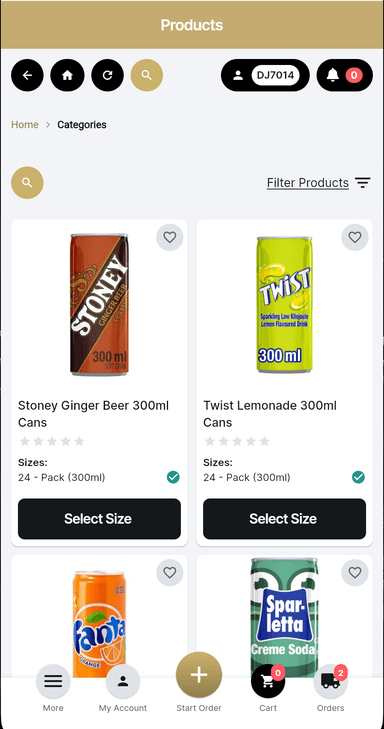 Bevgo home screen