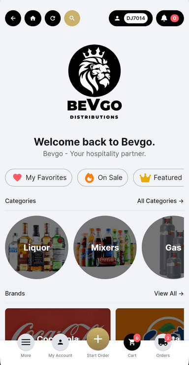 Bevgo products screen